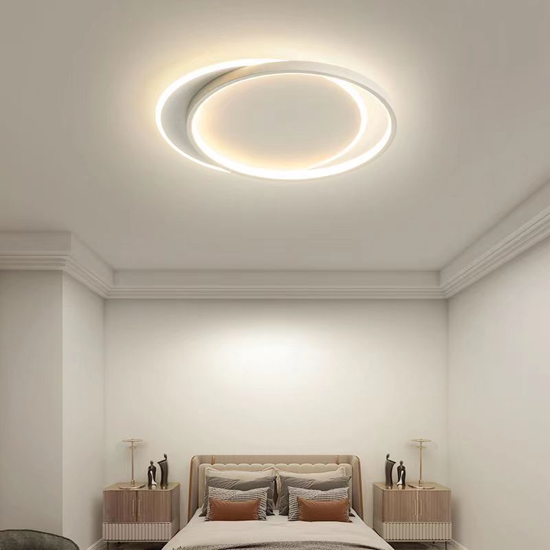 Moderna Minimalista Dos Redondas de Aluminio Hierro Acrílico Silicona LED Luz de Techo Empotrada para Dormitorio 
