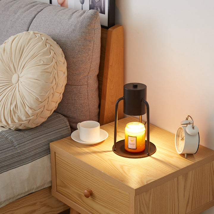 Lámpara de mesa de cera derretida de 1 luz de cilindro de hierro creativo contemporáneo para dormitorio 