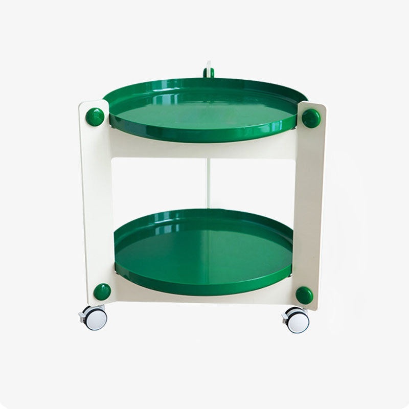 Zeitgenössischer kreativer runder PET-Acryl-Beistelltisch mit 2 Ebenen für das Wohnzimmer 