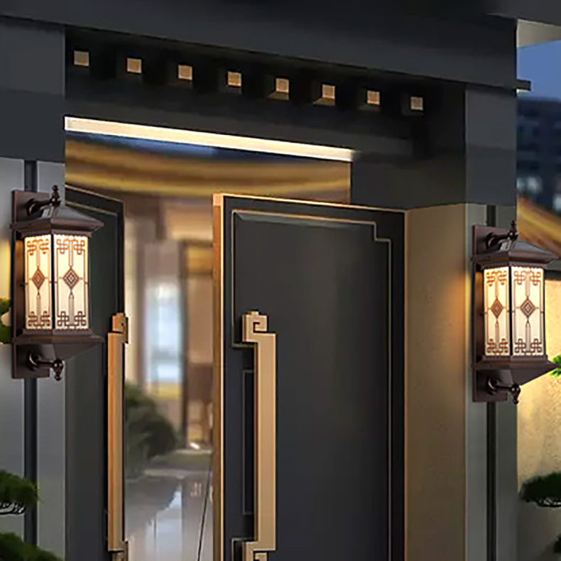 مصباح شمسي مقاوم للماء LED بنمط عقدة صينية مربعة من الألمنيوم الصيني التقليدي للمساحات الخارجية 