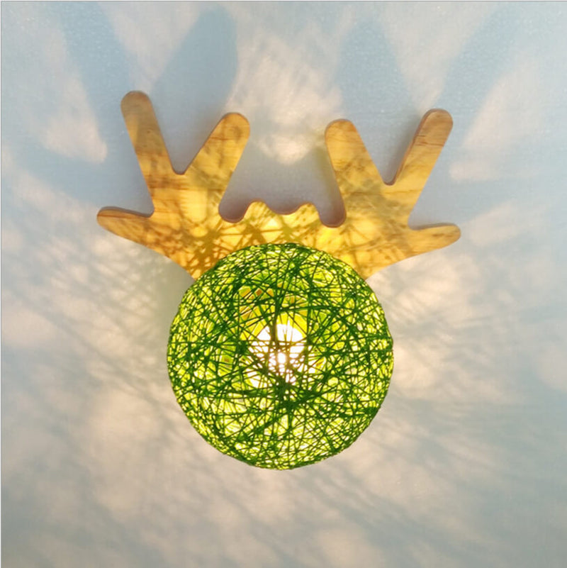 Modern Minimalist Antler Ball Log Crystal Glass 1-Light Flush Mount Ceiling Light