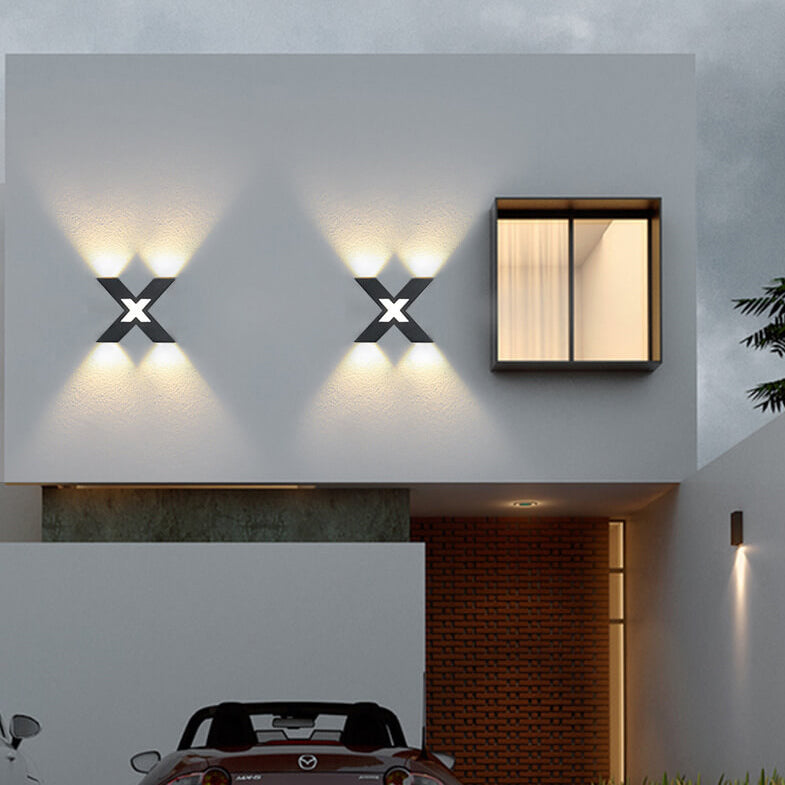 Applique murale LED en aluminium étanche minimaliste moderne en forme de X pour patio extérieur 