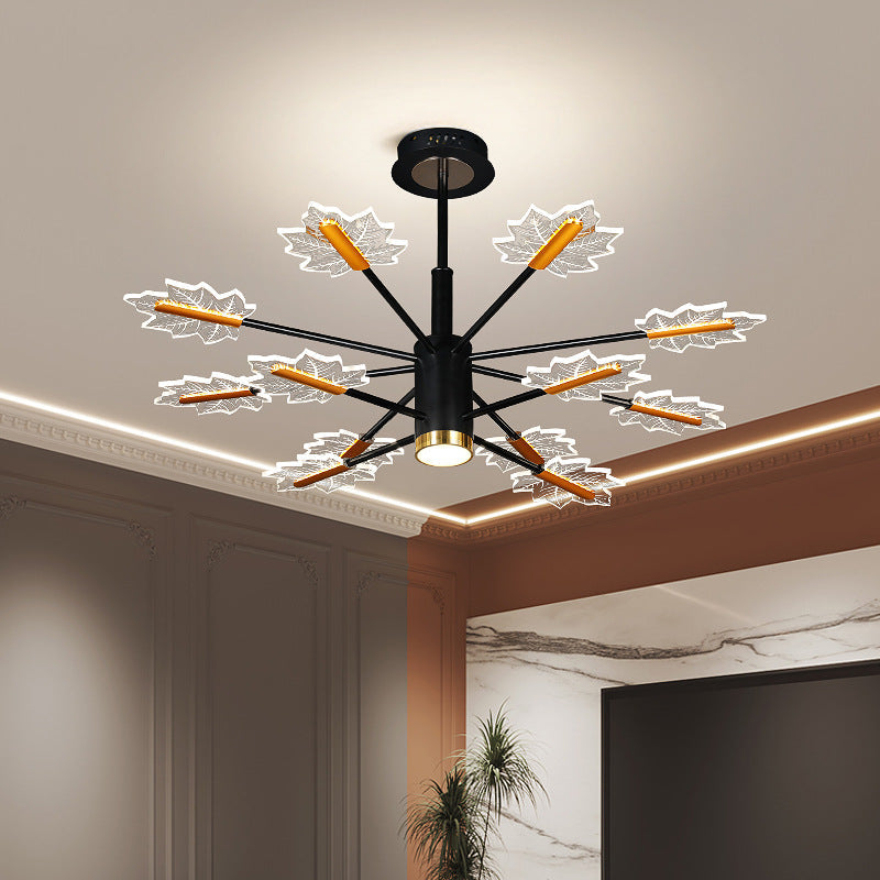 Lustre LED en fer acrylique à feuilles d&