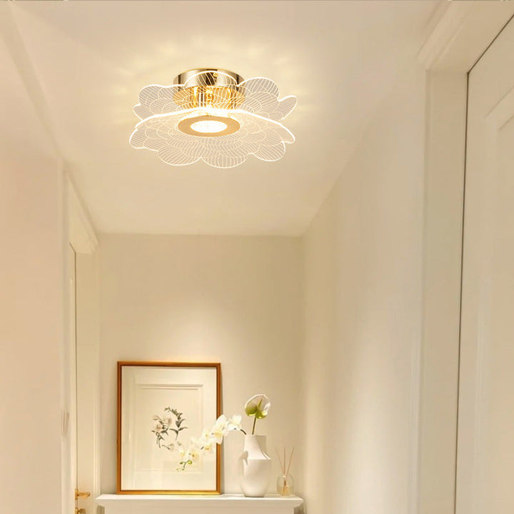 Moderne minimalistische Blumen-Metall-Acryl-LED-Halbeinbau-Deckenleuchte für Schlafzimmer 