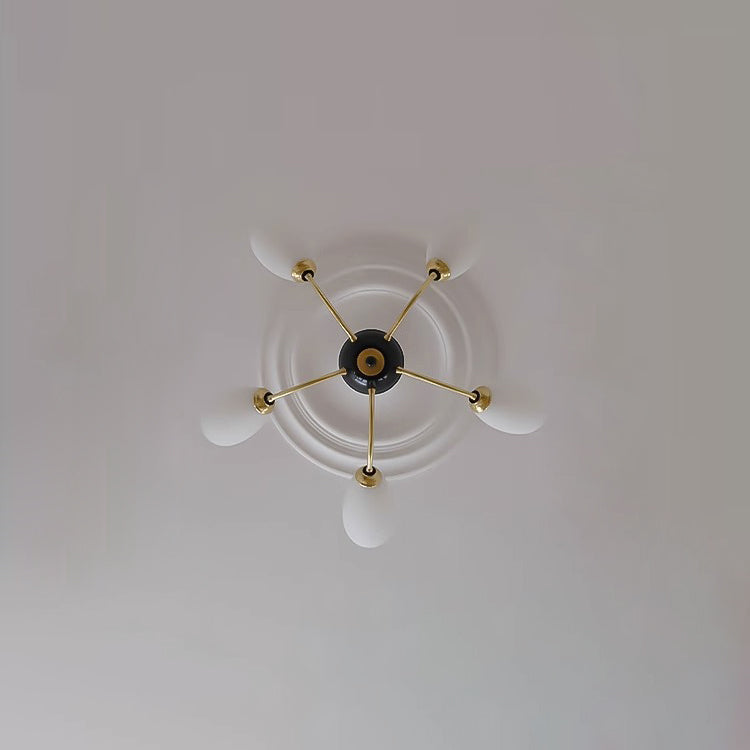 Zeitgenössische Vintage Creme Zweig Blume Messing Glas 3/5/8 Licht Kronleuchter Für Wohnzimmer 