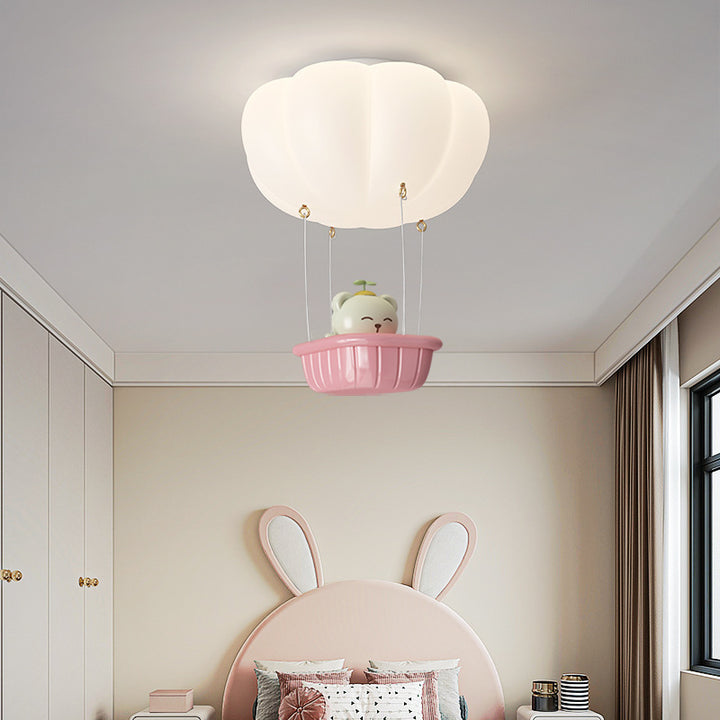 Lumière de plafond LED pour chambre à coucher en forme de montgolfière avec ours en fer citrouille pour enfants de simplicité moderne 