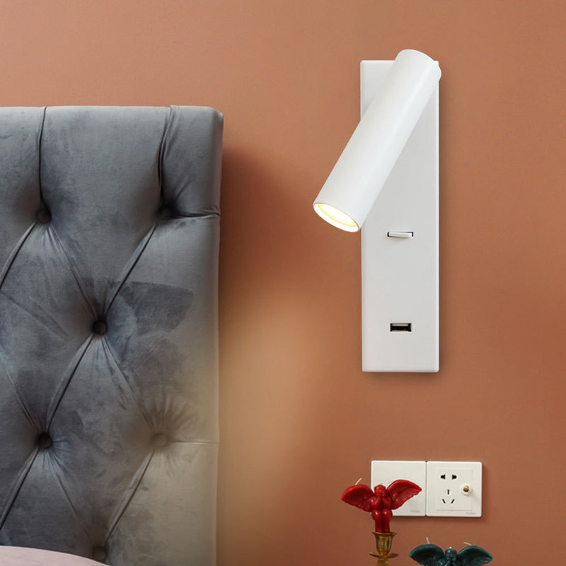Moderne Mid-Century Halbzylinder Eisen Aluminium USB LED Wandleuchte Lampe für Schlafzimmer 