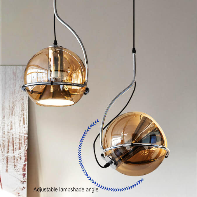 Moderne minimalistische kugelförmige Eisen-Glas-Pendelleuchte mit 1 Licht 