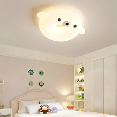 Adorable Cream Style Cartoon Seal LED Kids Flush Mount Ceiling Light