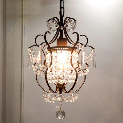 Suspension Luminaire en Cristal de Fer Côté Traditionnel de Luxe à 1 Lumière pour Salon 