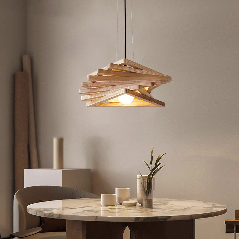 Modern Minimalist Creative Log Triangle 1-Light Pendant Light