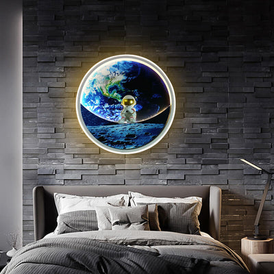 Modern Creative Children's Wrought Iron Imitation Moon LED Wall Sconce Lamp