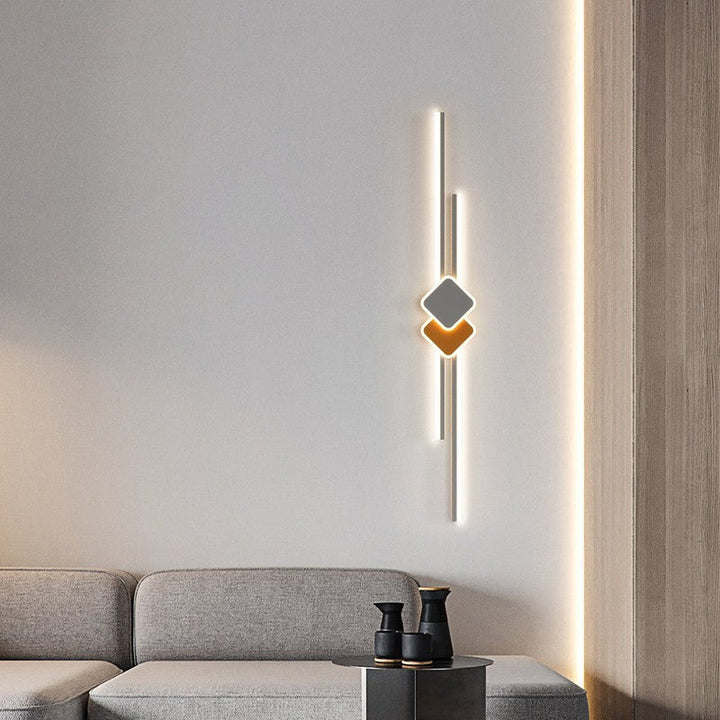 Applique murale LED en fer, aluminium et acrylique à bande longue et rhombus minimaliste moderne pour salon 