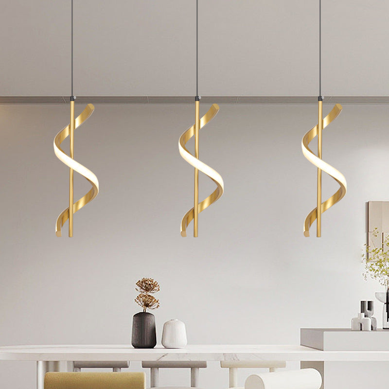 Moderne unbedeutende Zylinder-Spiral-Eisen-Silikon-LED-Pendelleuchte für Schlafzimmer 