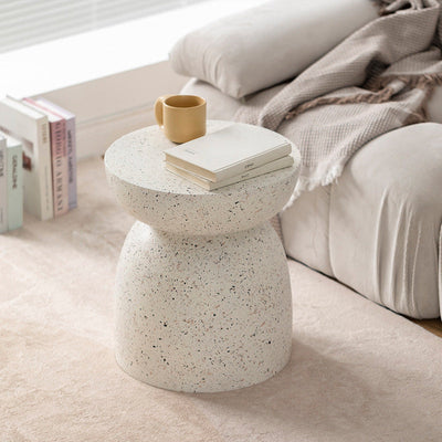 Mesa auxiliar cilíndrica redonda nórdica contemporánea de óxido de magnesio para dormitorio 