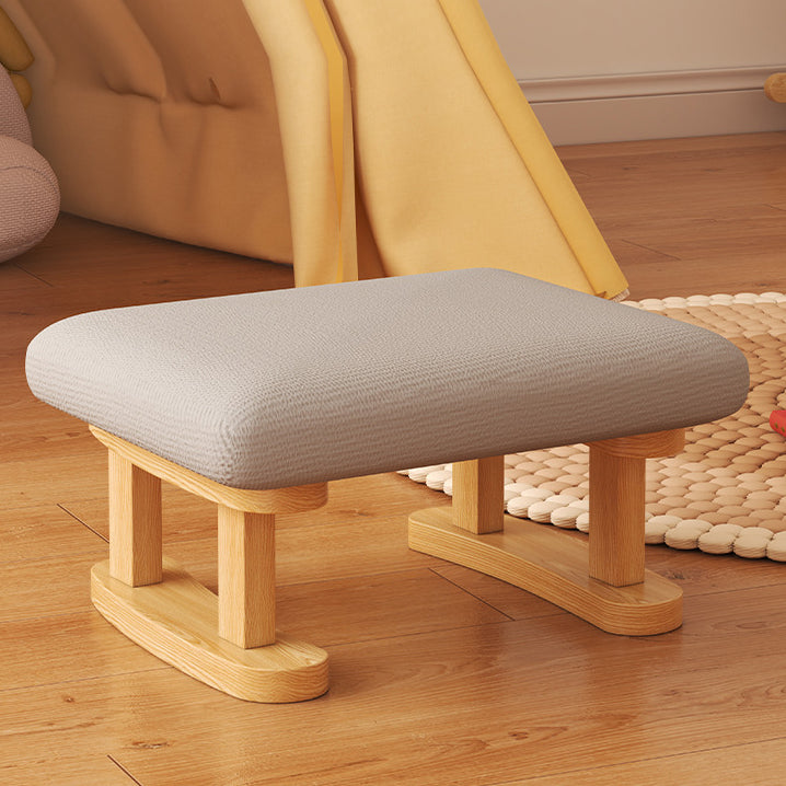 Taburete Bajo Rectangular de Tela y Madera Minimalista Moderno para Sala de Estar 
