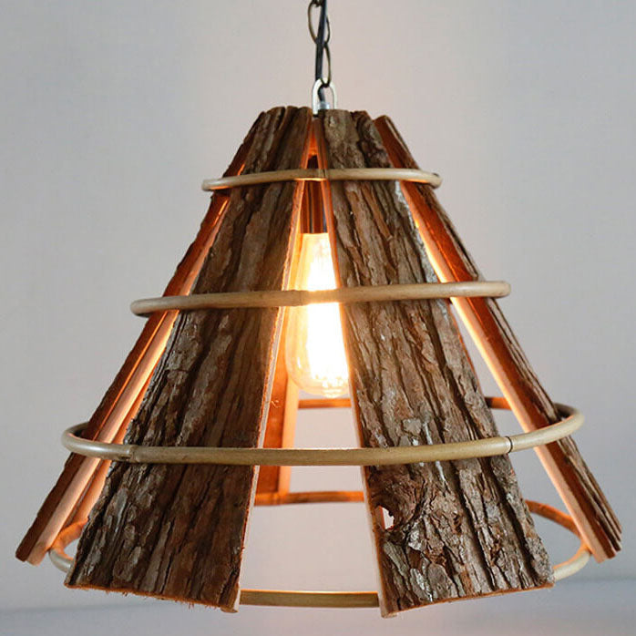 Moderne kreative minimalistische Rattan Grobe Rinde Horn 1-Licht Pendelleuchte 