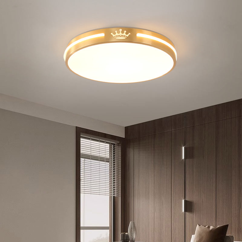 Lumière de plafond LED moderne minimaliste ronde en acrylique et cuivre pour salon 