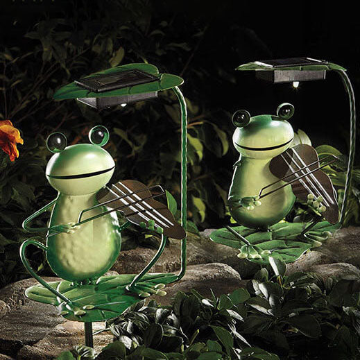 Outdoor Solar Frog Iron LED Garden Ground Insert Landscape Light