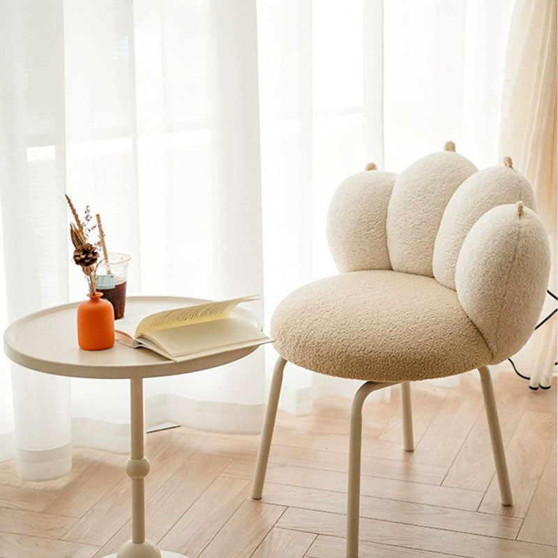 Tabouret de coiffeuse en métal avec dossier en agneau d&