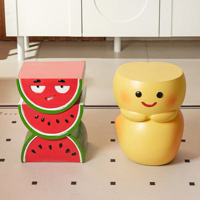 Table d'extrémité en résine au design contemporain de pastèque et de pêche pour salon 