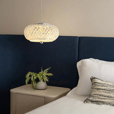 Moderne minimalistische ovale LED-Pendelleuchte aus Eisenkristall für Schlafzimmer 