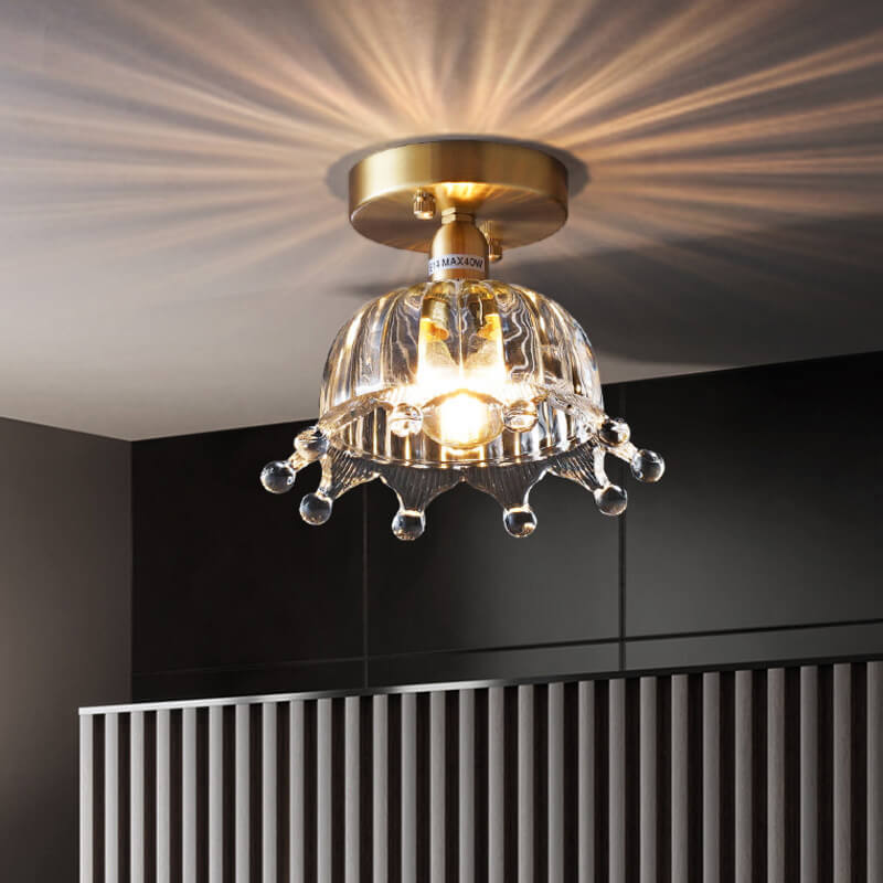 Nordic Simple Creative All-Copper Flower-Shaped 1-Licht Semi-Flush-Montage Deckenleuchte 