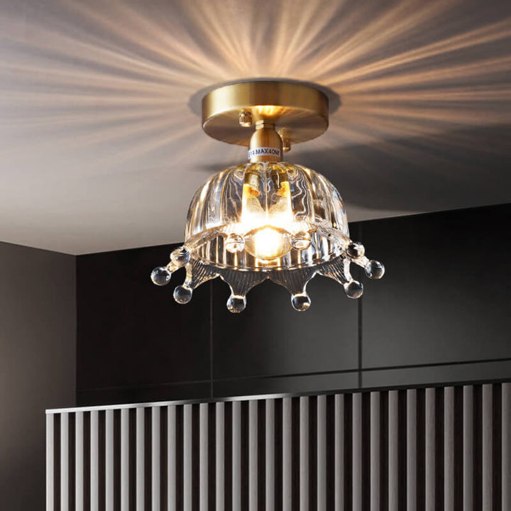 Nordic Simple Creative All-Copper Flower-Shaped 1-Licht Semi-Flush-Montage Deckenleuchte 