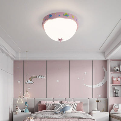 Contemporary Creative Acrylic Cartoon Semicircle LED Flush Mount Ceiling Light For Bedroom