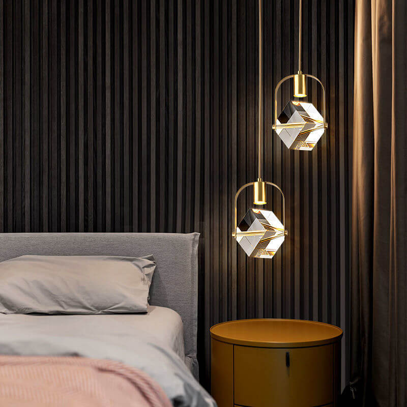 Moderne Einfachheit Kristall Quadrat 1-Licht Pendelleuchte für Schlafzimmer 