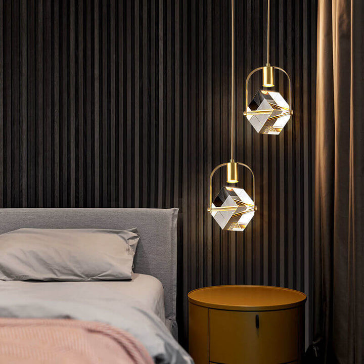 Moderne Einfachheit Kristall Quadrat 1-Licht Pendelleuchte für Schlafzimmer 