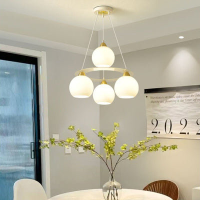 Modern Simplicity Iron Glass Ball 4-Light Chandelier For Dining Room