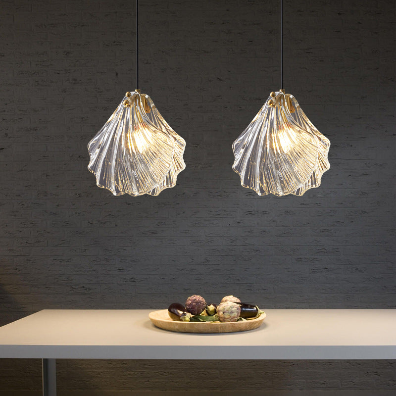 Moderne minimalistische Shell alle Kupfer Glas 1-Licht Pendelleuchte für Schlafzimmer 