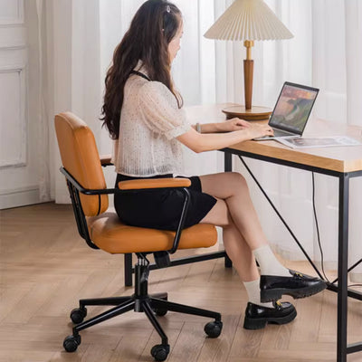 Zeitgenössischer skandinavischer Mikrofaser-Lederstoff Stahl Schwamm quadratischer Schreibtischstuhl Rückenlehne Armlehne verstellbar für das Home Office 