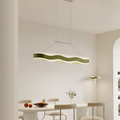 Moderne minimalistische Rechteck Welle Eisen Hardware Acryl LED Insel Licht Kronleuchter für Esszimmer 