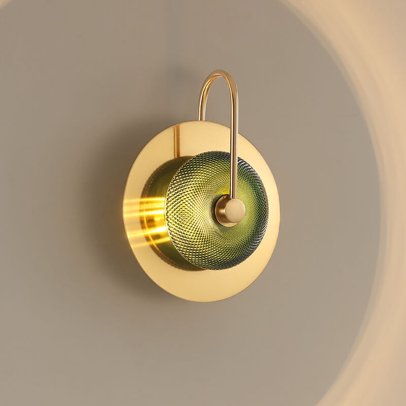 Applique murale LED ronde en verre de fer de luxe moderne pour chambre à coucher 
