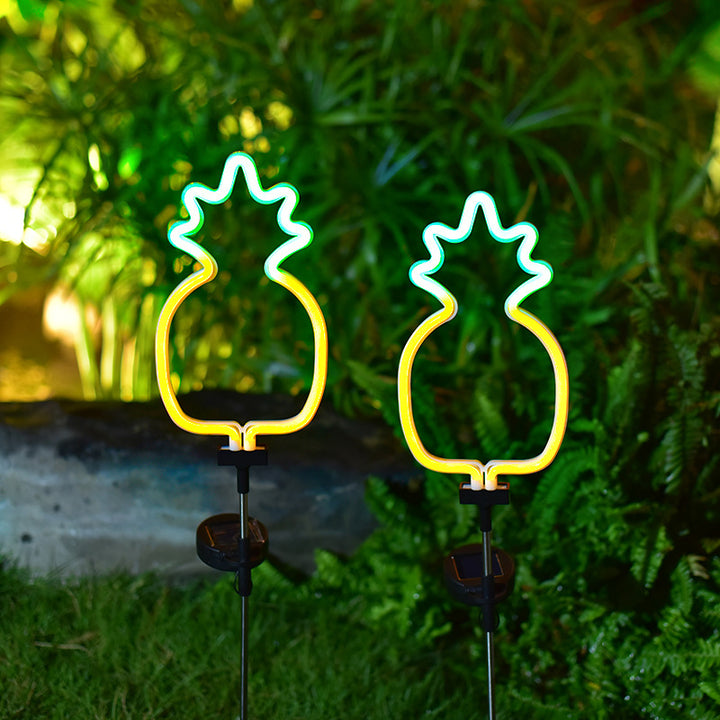 Moderne minimalistische Solar wasserdichte Kokosnussbaum Ananas Linie PVC Edelstahl LED Außenleuchte für Garten 