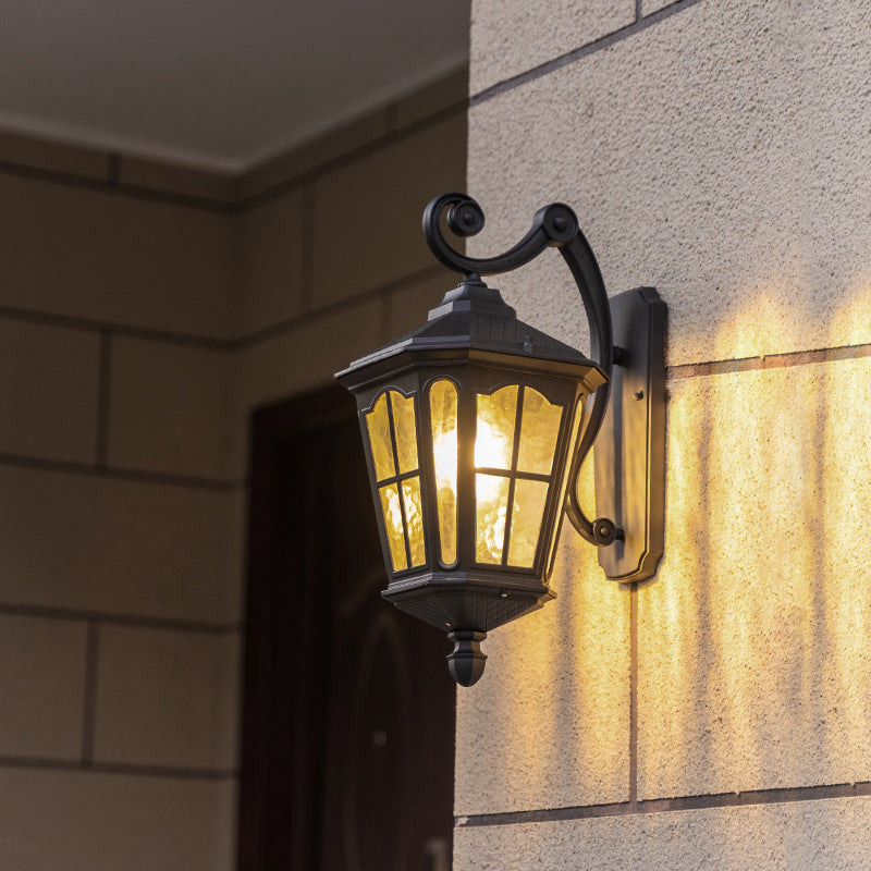 Lámpara de Aplique de Pared Exterior de 1 Luz con Farol Cubo de Casa de Campo Tradicional de Aluminio y Vidrio para Jardín 
