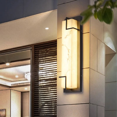 Modern Minimalist Rectangular Stainless Steel Resin LED Wall Sconce Lamp For Outdoor Patio
