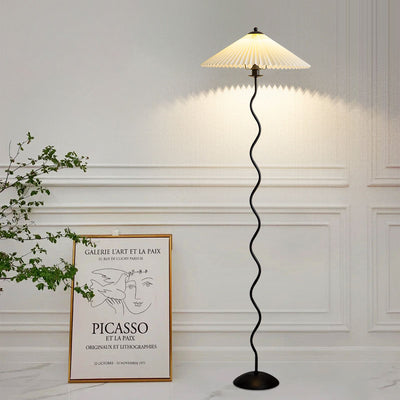 Vintage Fabric Pleated Shade 1-Light Standing Floor Lamp