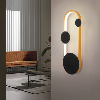 Aplique de pared LED elíptico redondo de hierro y aluminio minimalista moderno para cabecera 