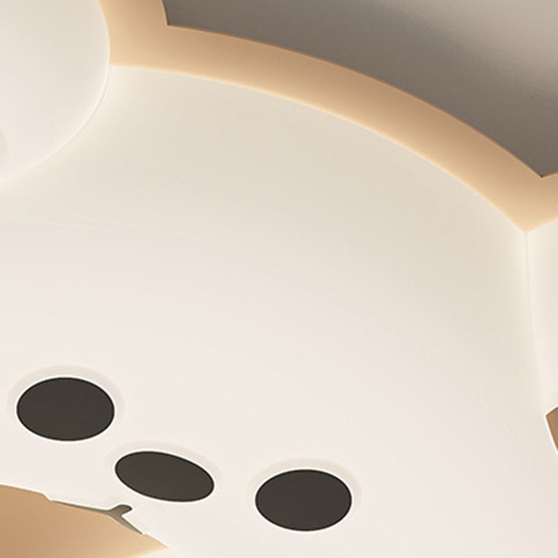 Modern Art Deco Bunny Bear PC Iron LED Flush Mount Ceiling Light For Bedroom