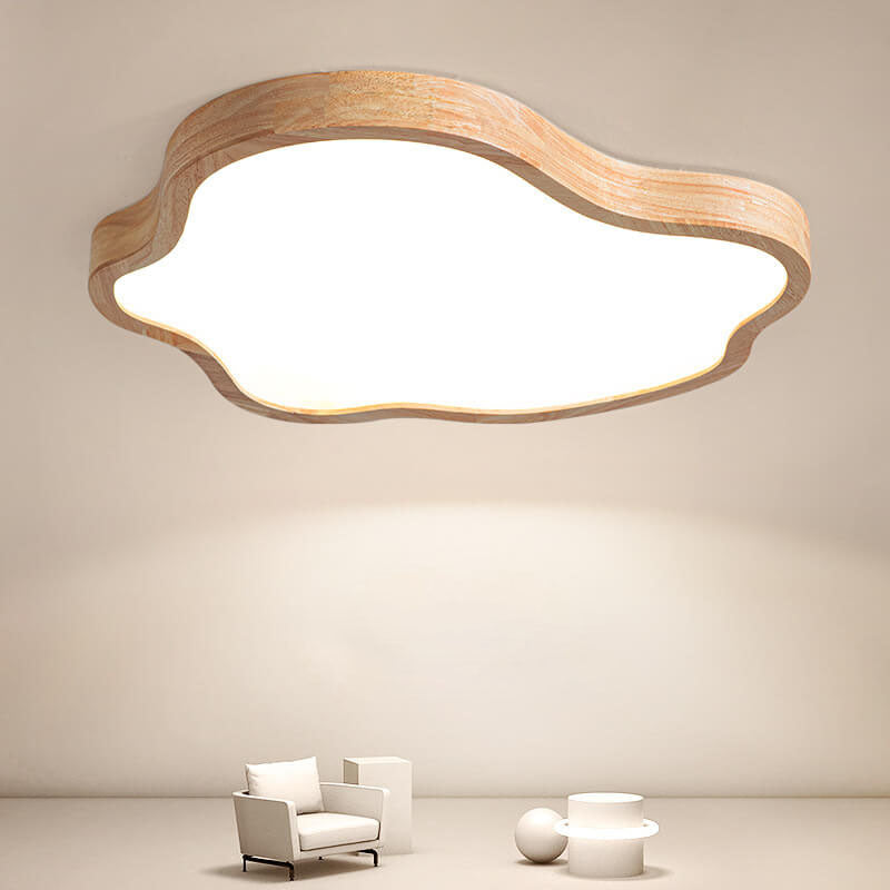 Japanese Modern Cloud Acrylic Log LED Flush Mount Ceiling Light