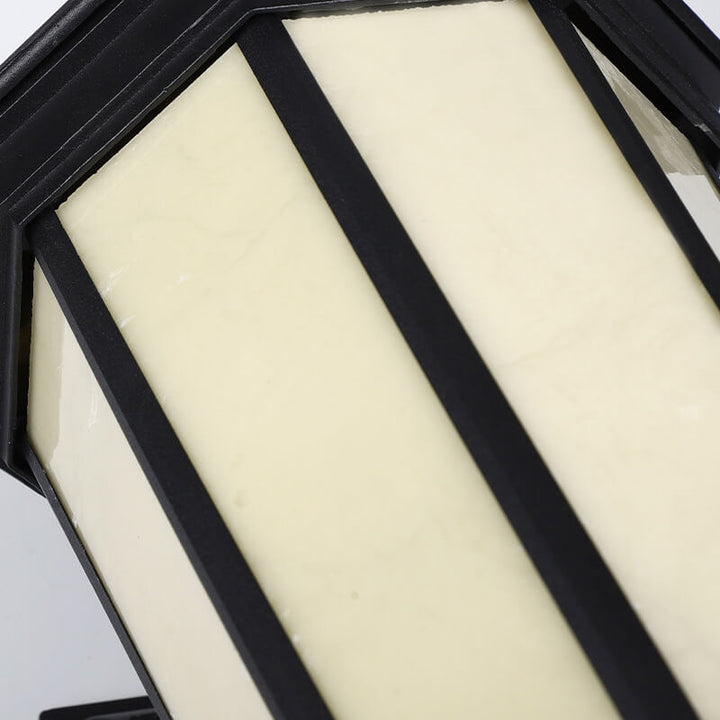 Lanterne rétro octogonale en aluminium imitation lucite étanche, applique murale extérieure à 1 lumière 