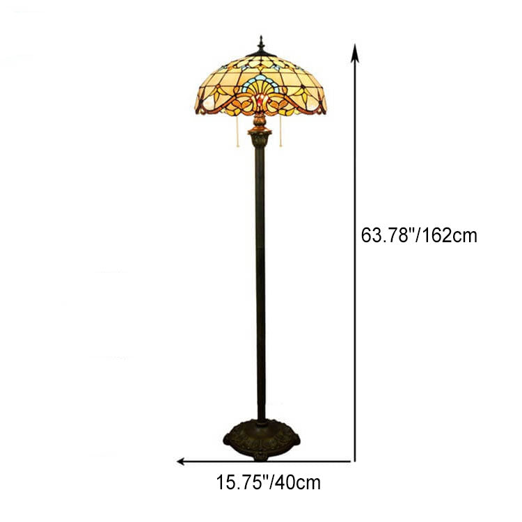 Tiffany Baroque Stained Glass Dome 2-Light Standing Floor Lamp