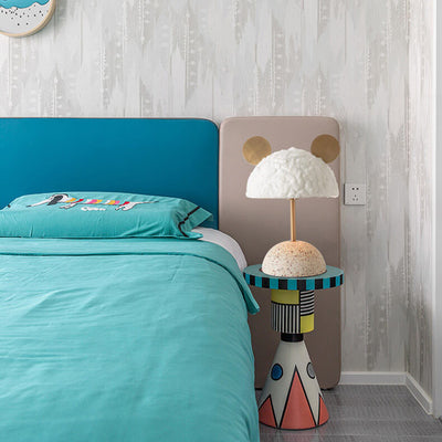 Lampe de table 1 lumière avec abat-jour en peluche créative nordique et base en terrazzo matériel 