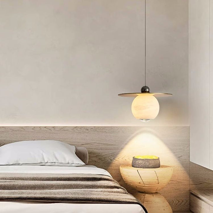Lustre à LED en globe minimaliste moderne en fer cuivre marbre pour salon 