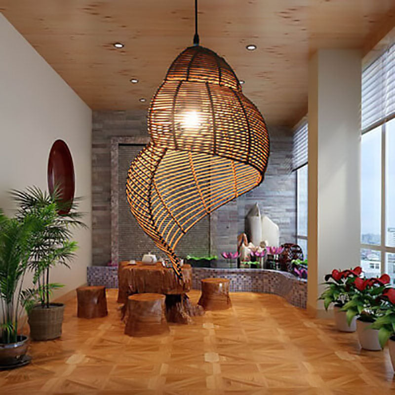 Moderne kreative Persönlichkeit Rattan Conch 1-Licht Pendelleuchte 