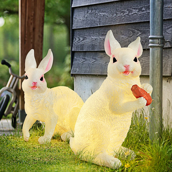 Modern Art Deco Solar Waterproof Resin Rabbit Carrot LED Landscape Lighting Outdoor Light For Garden