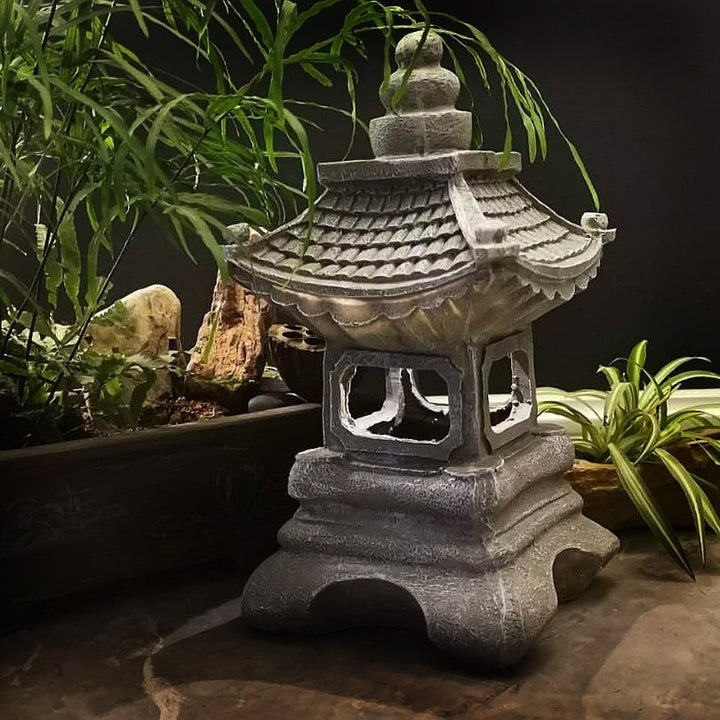 Japanische Zen Solar wasserdichte Pagoda Stein LED Outdoor Garten Dekoration Landschaftslicht 